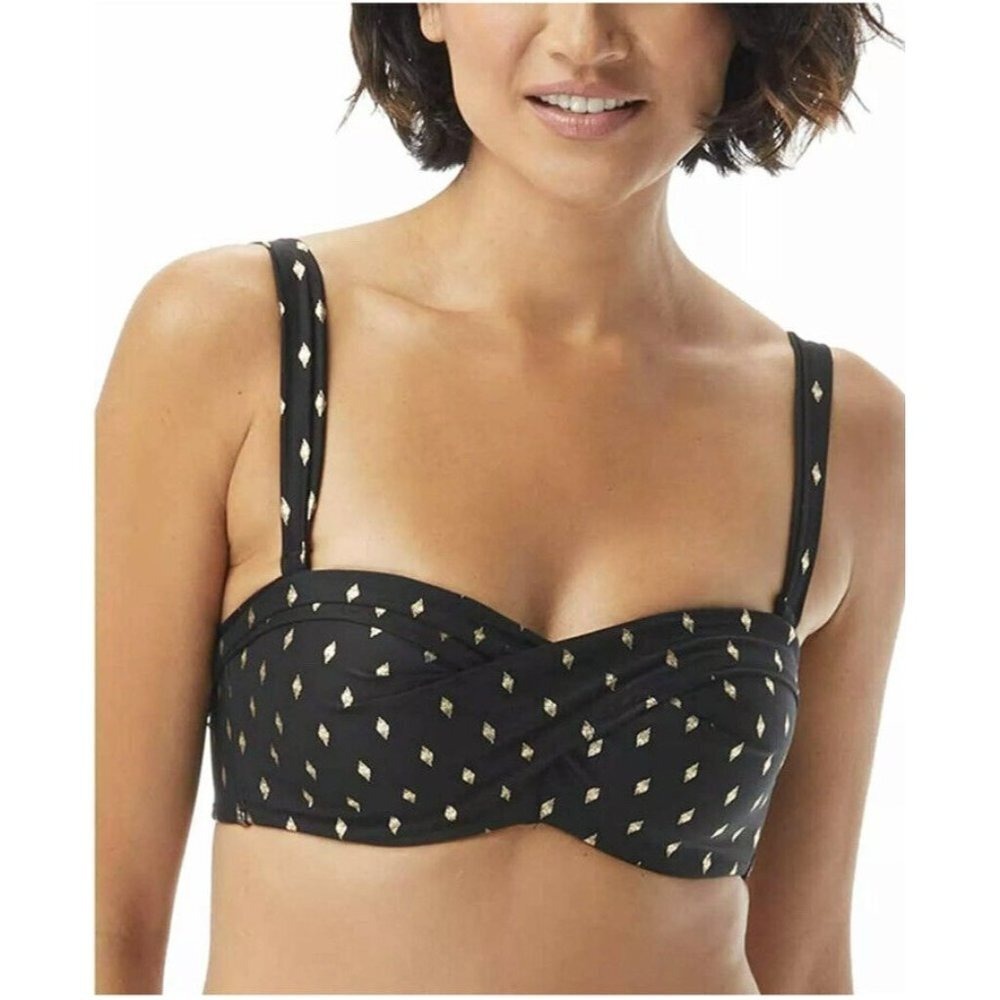 Coco Reef Bikini Top Womens 32/34D Black Gold‎ New Convertible Bra Sized U52988